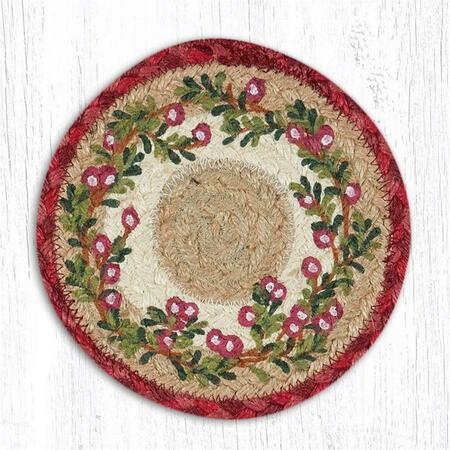 CAPITOL IMPORTING CO 7 in. Jute Round Cranberries Large Coaster 79-390C